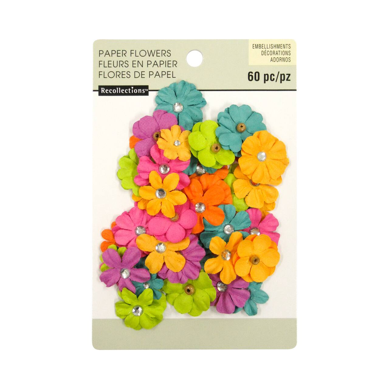 12 Packs: 60 ct. (720 total) Bright Mini Paper Flower Embellishments by Recollections™
